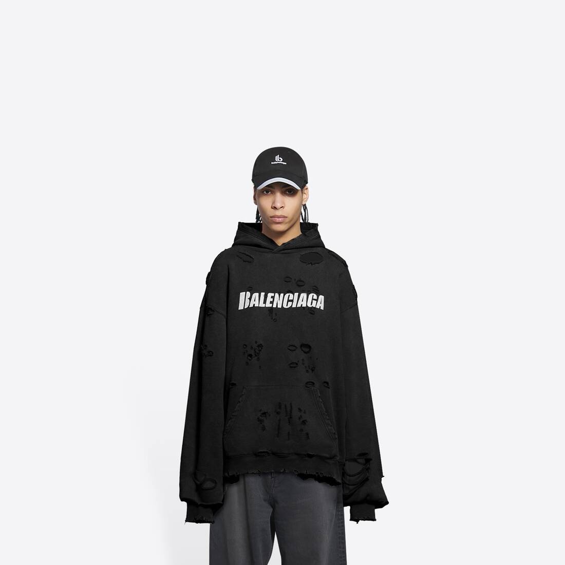 Destroyed Hoodie in Black - 3