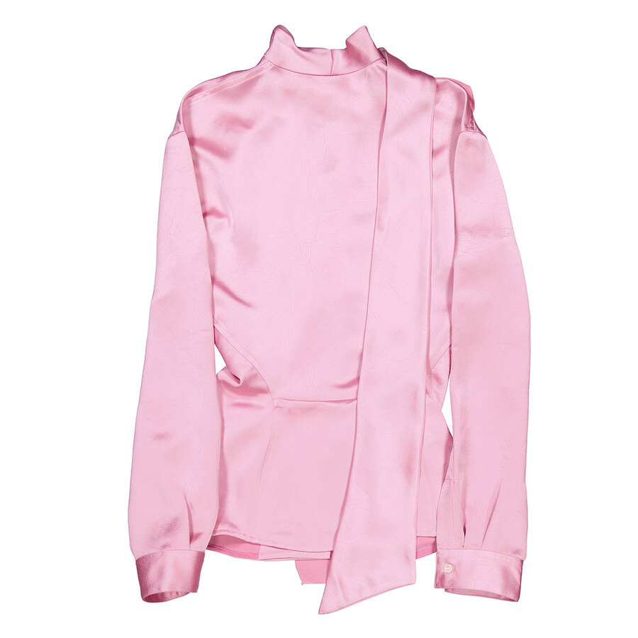 Victoria Beckham Ladies Rose Satin Scarf Neck Blouse - 7