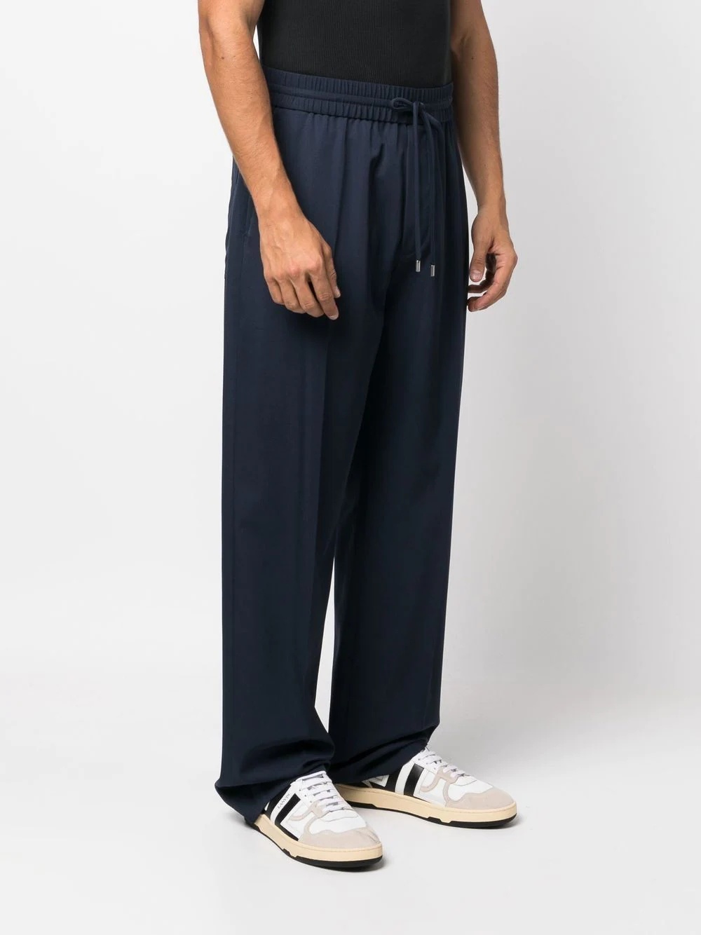 straight-leg drawstring-waistband trousers - 3