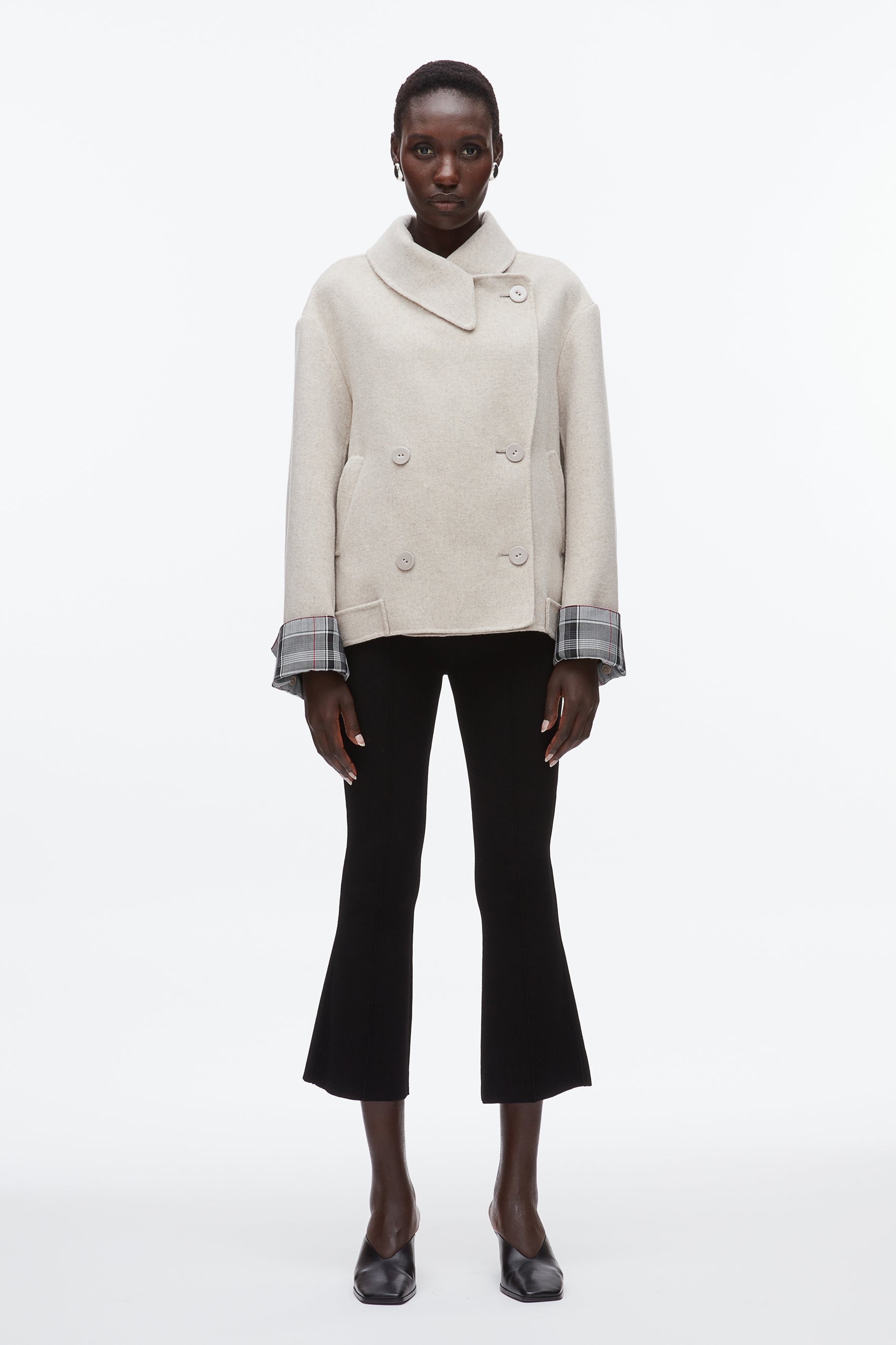Double Face Cropped Peacoat - 2