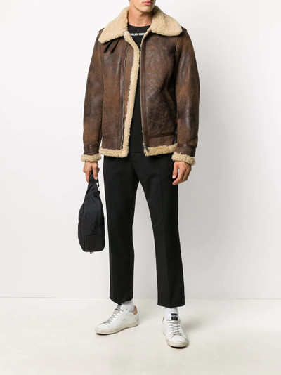 Golden Goose layered zip-up leather jacket outlook