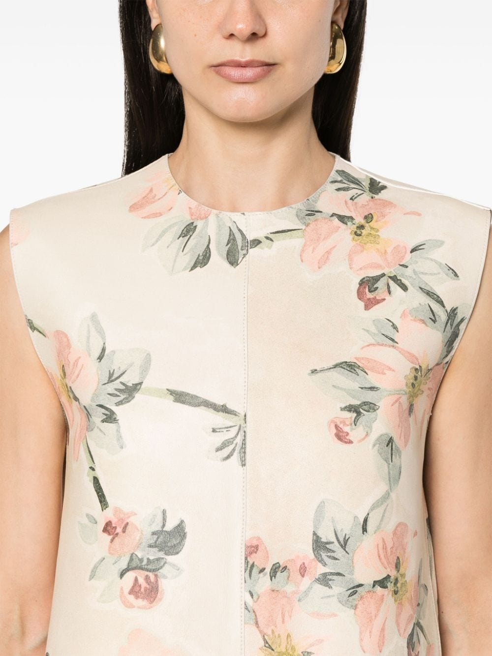Vada floral-print leather top - 5