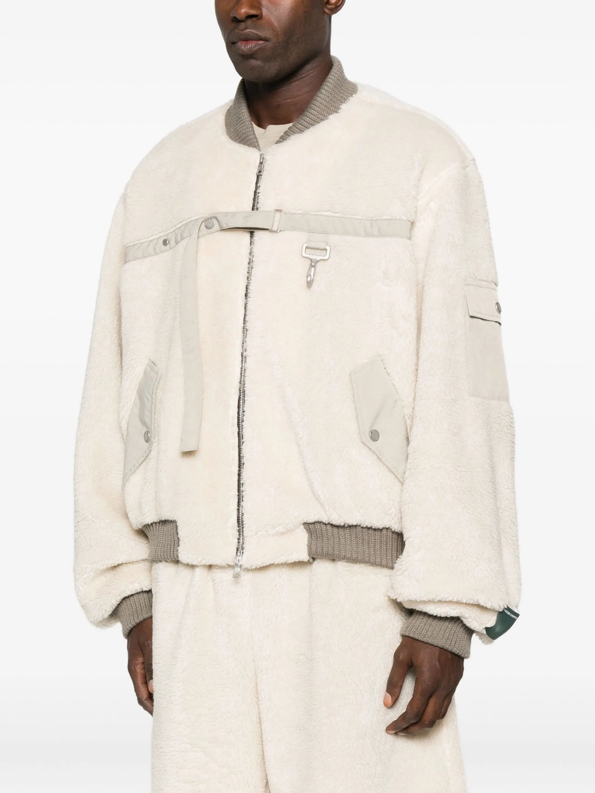 fleece-texture bomber jacket - 2