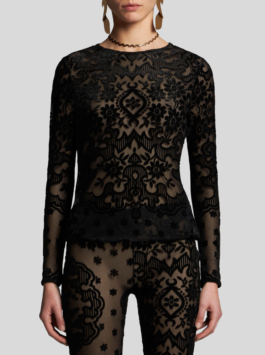 TULLE AND JACQUARD VELVET TOP - 2