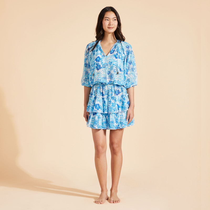 Vilebrequin Women Ruffles MIni Dress Tahiti Flowers outlook