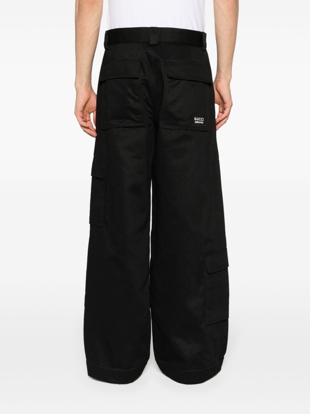 logo-patch cotton cargo trousers - 4