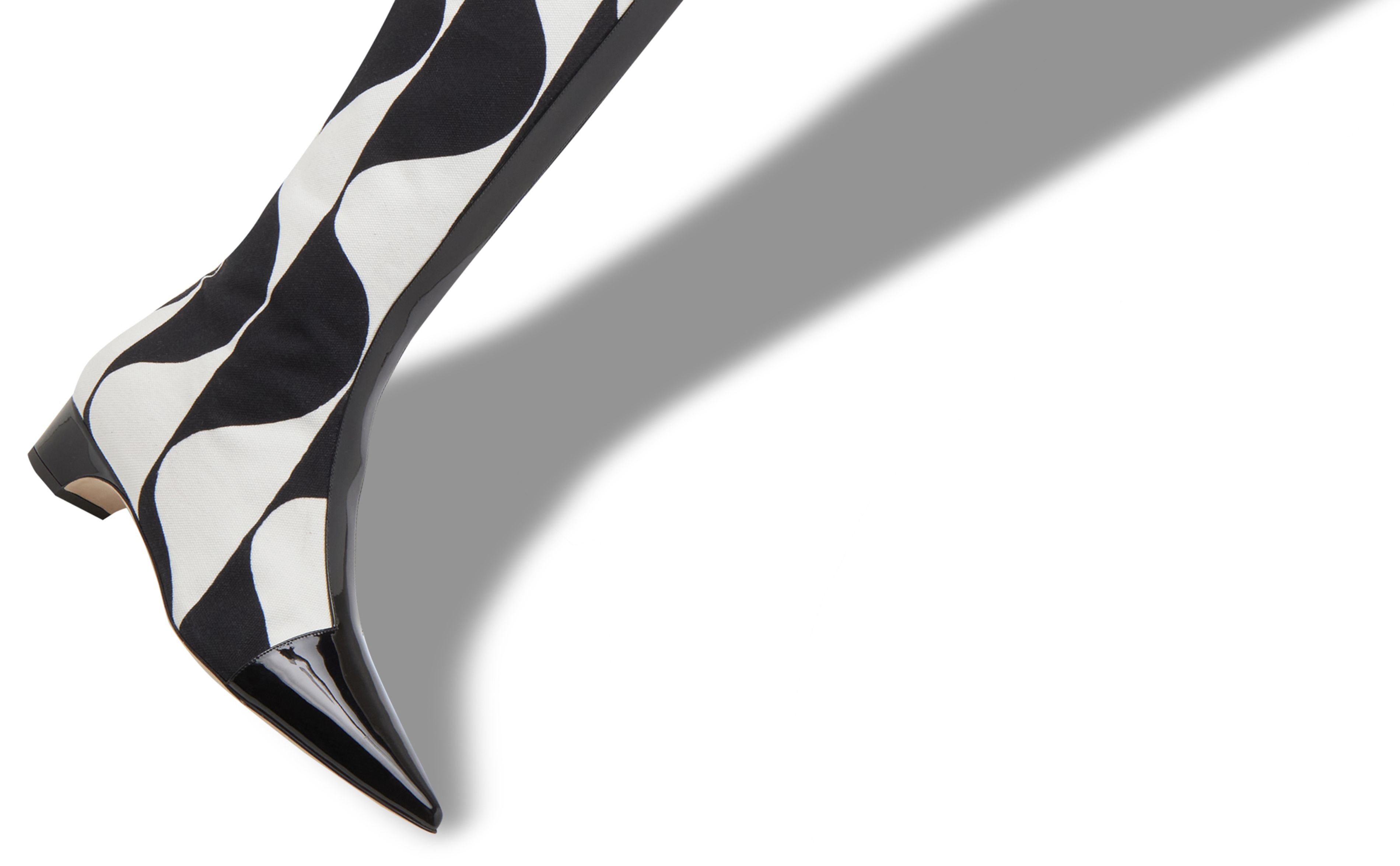 Black and White Canvas Graphic Print Boots - 4