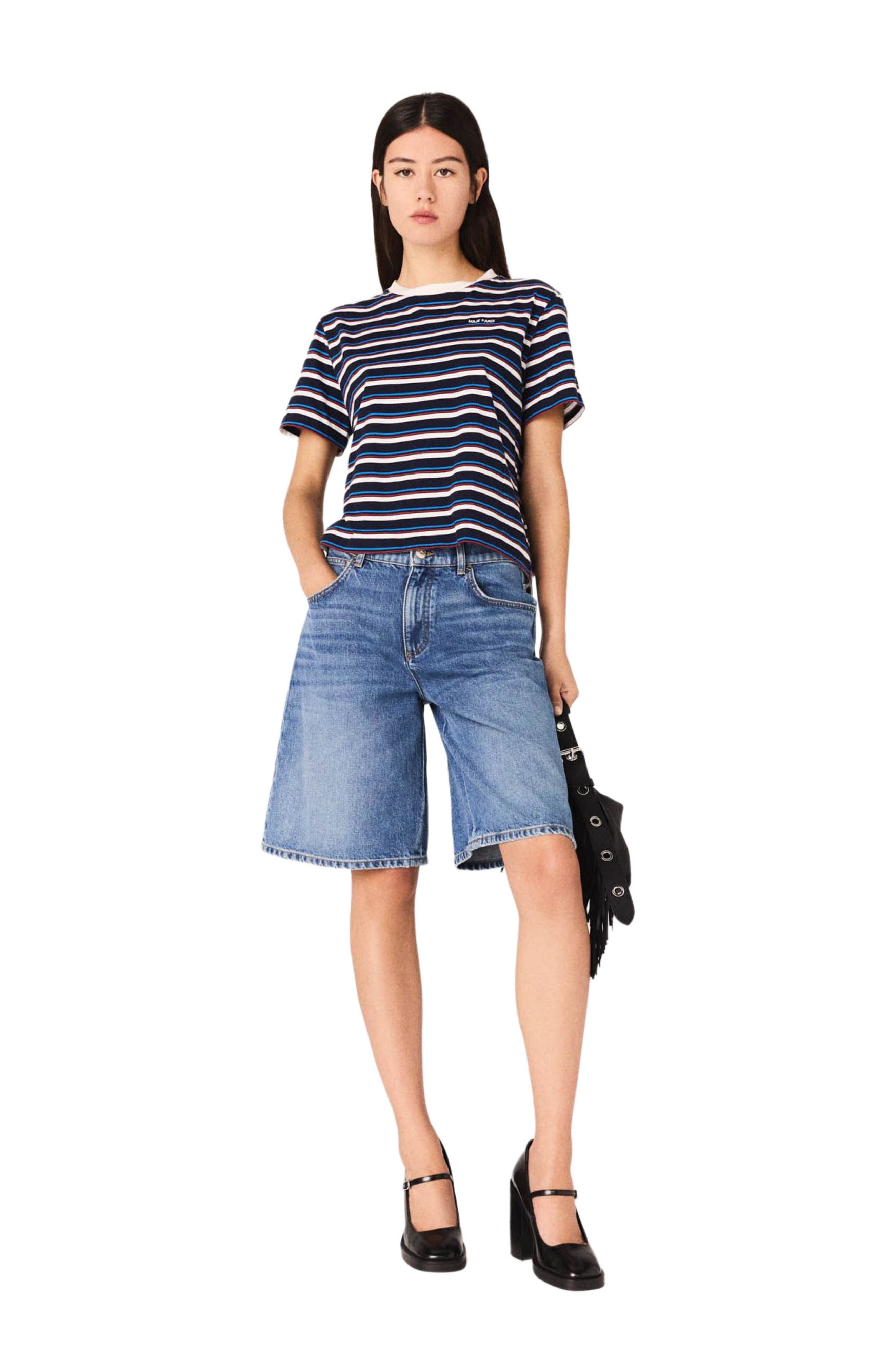 maje Striped T-shirt in White/navy at Nordstrom - 5