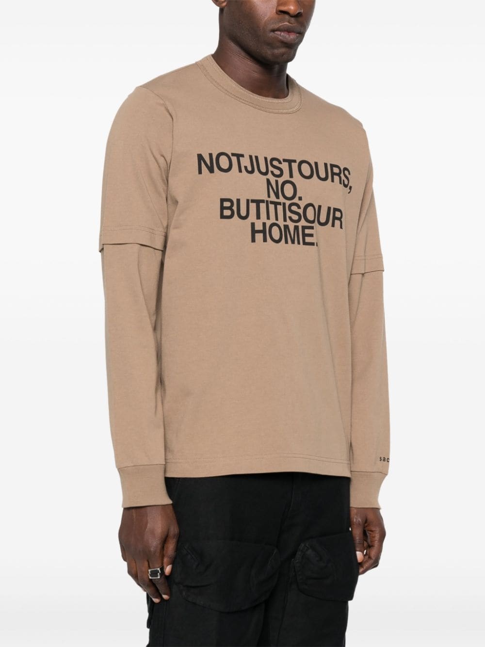 slogan-print layered cotton sweatshirt - 3