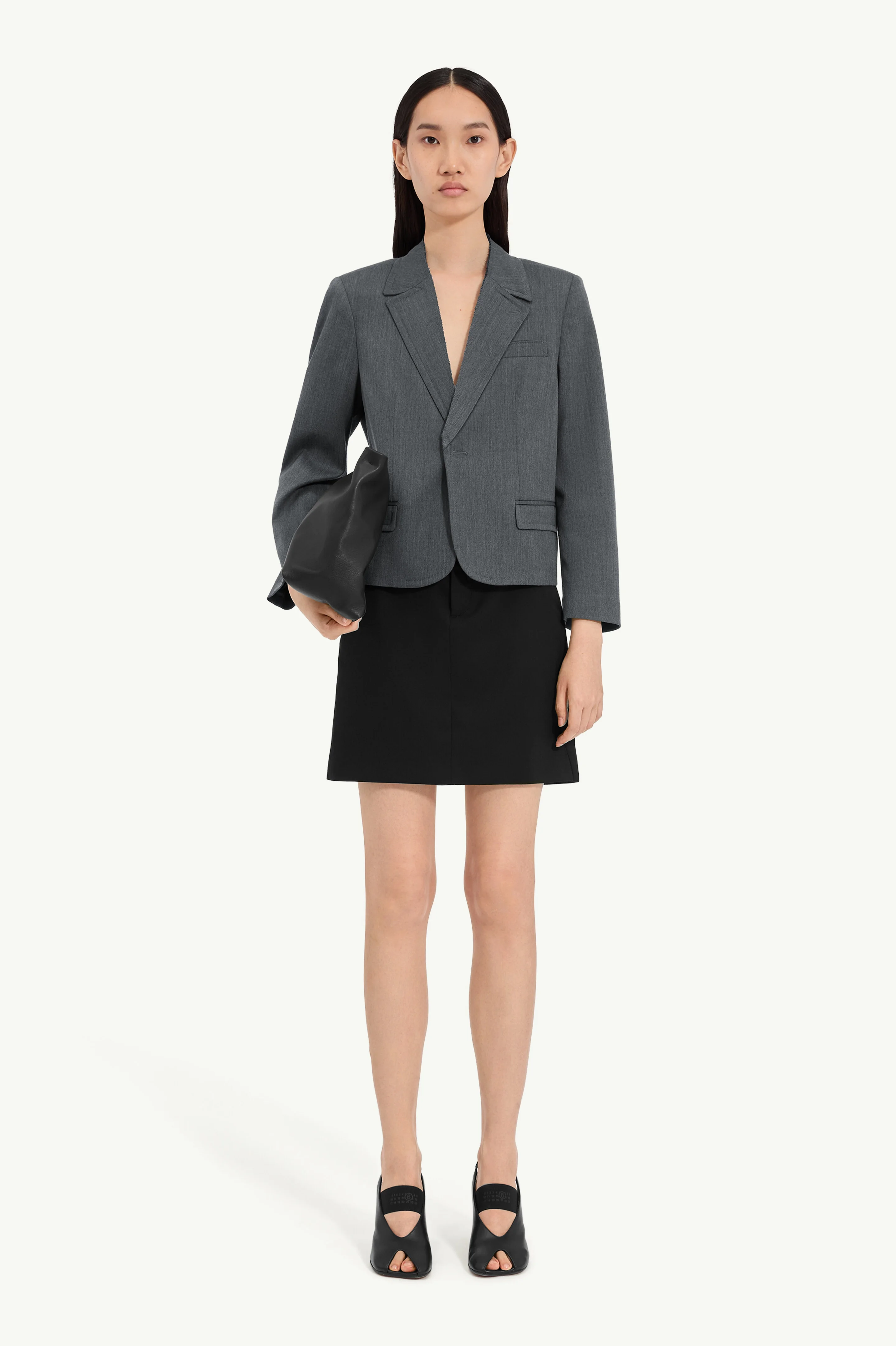 Cropped wool blend blazer - 1