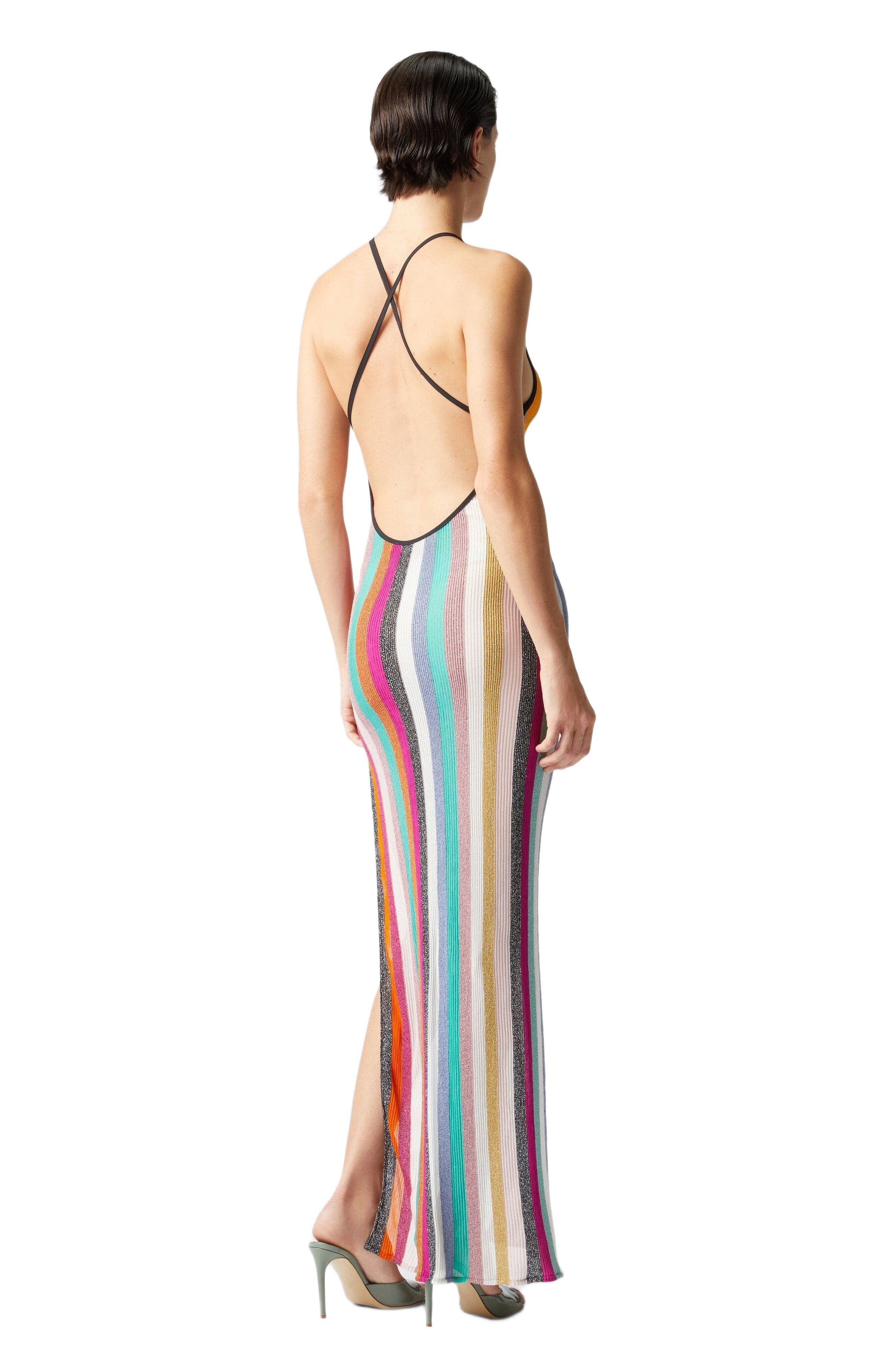 Missoni Long Dress In Striped Ribbed Knit Lamé in Multicoloured at Nordstrom - 3