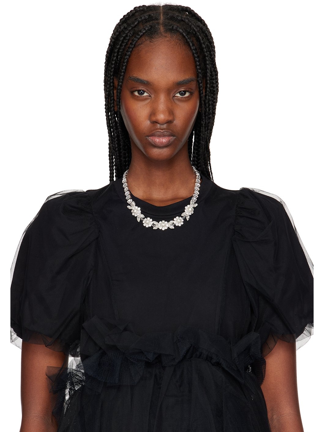 【関税込み】Daisy Floret Necklace - Simone Rocha - Crystal - Simone Rocha Silver Pearl & Crystal Daisy Floret Necklace