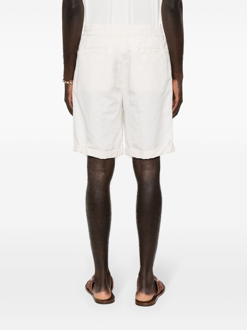 drawstring linen shorts - 4