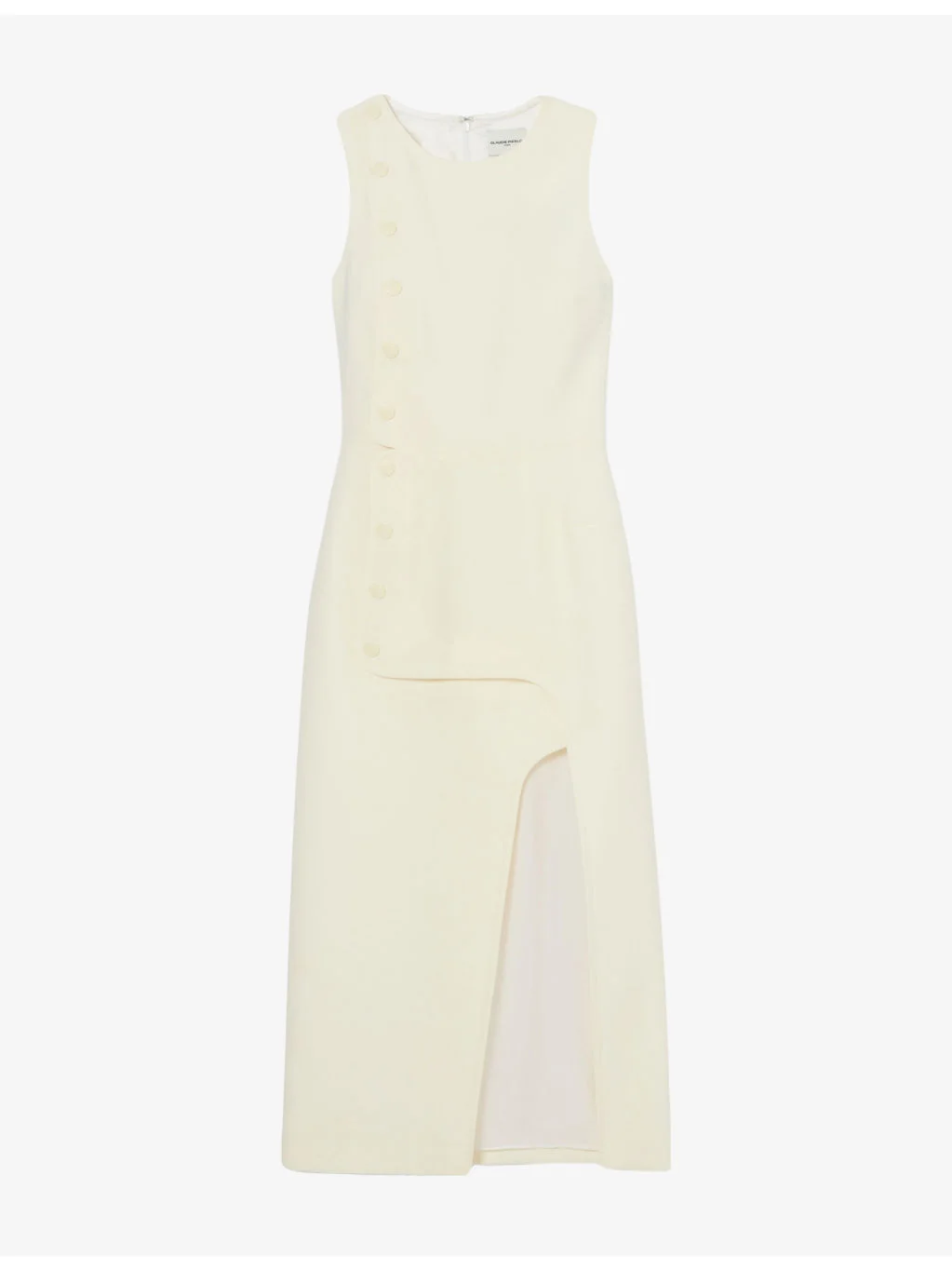 Button-Embellished Cut-Out Woven Midi Dress - 1