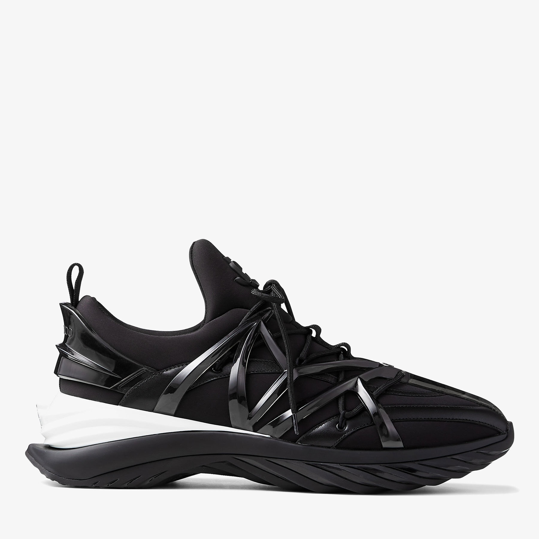 Cosmos/M
Black Leather and Neoprene Low-Top Trainers - 1