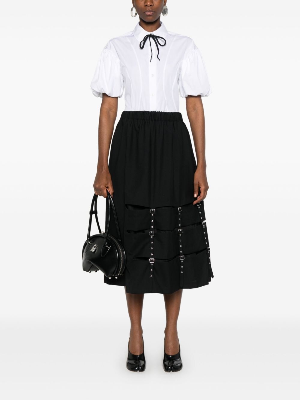 decorative-buckle midi skirt - 2