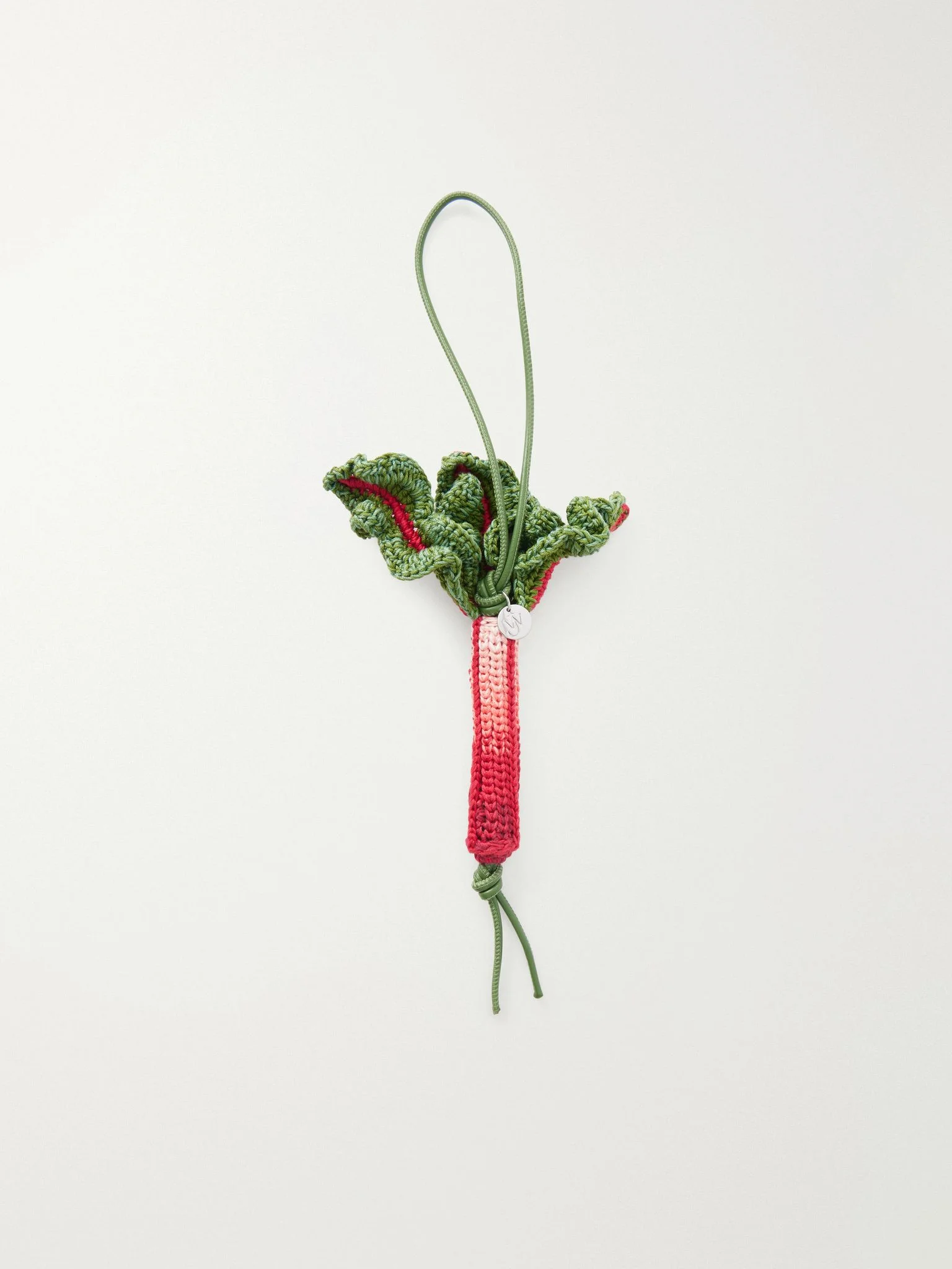 Rhubarb leather-trimmed crocheted cotton charm Multi - 1