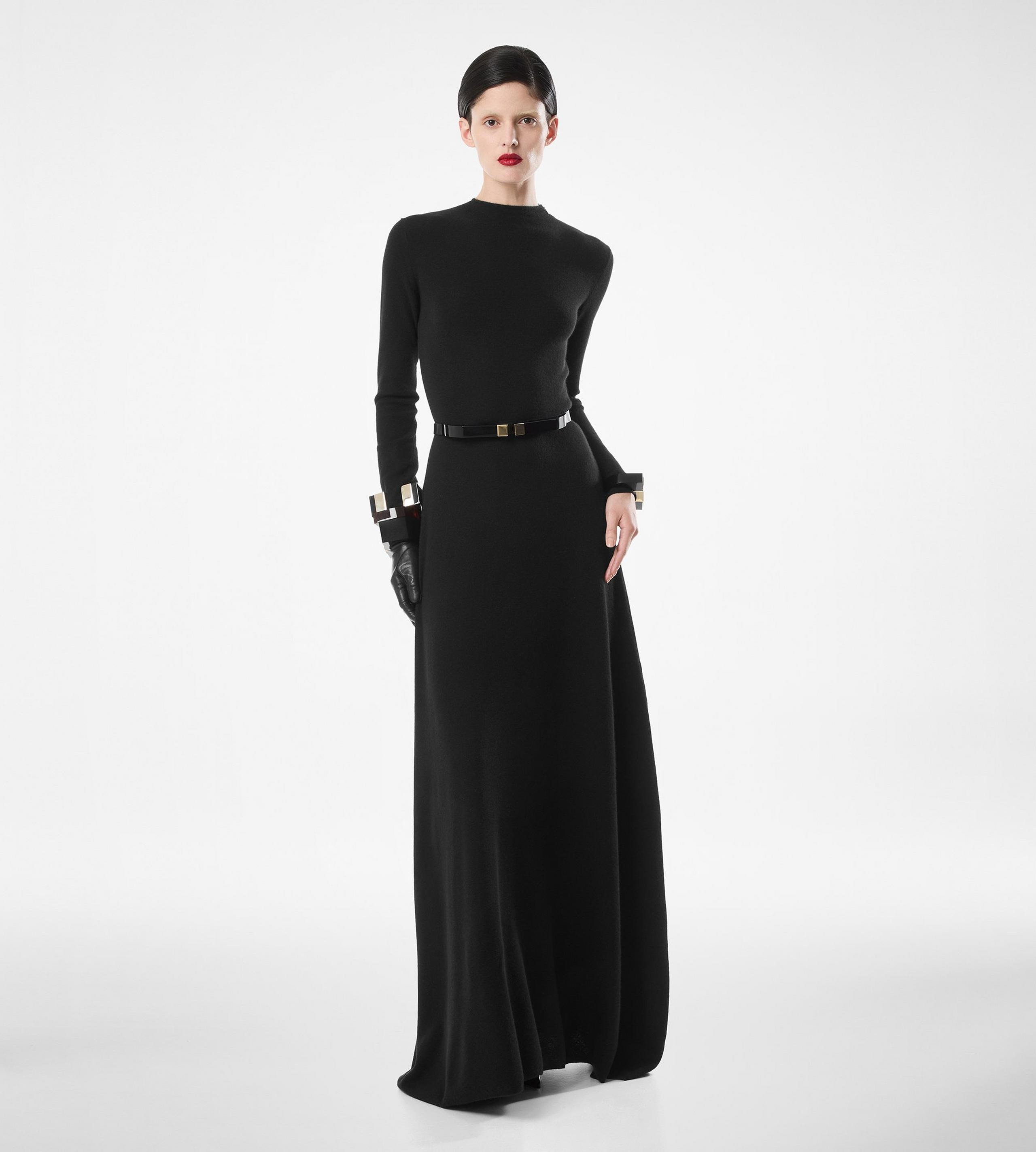 FULL NEEDLE FINE CASHMERE SILK CREWNECK COLUMN DRESS - 2