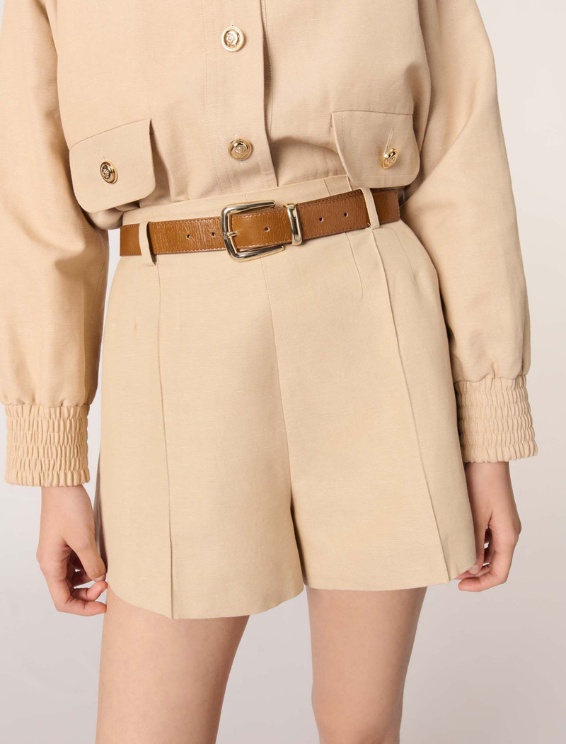 Linen and cotton shorts with darts 6