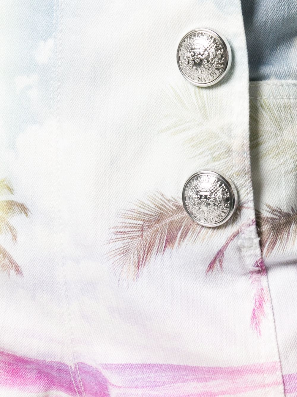 printed denim shorts - 5