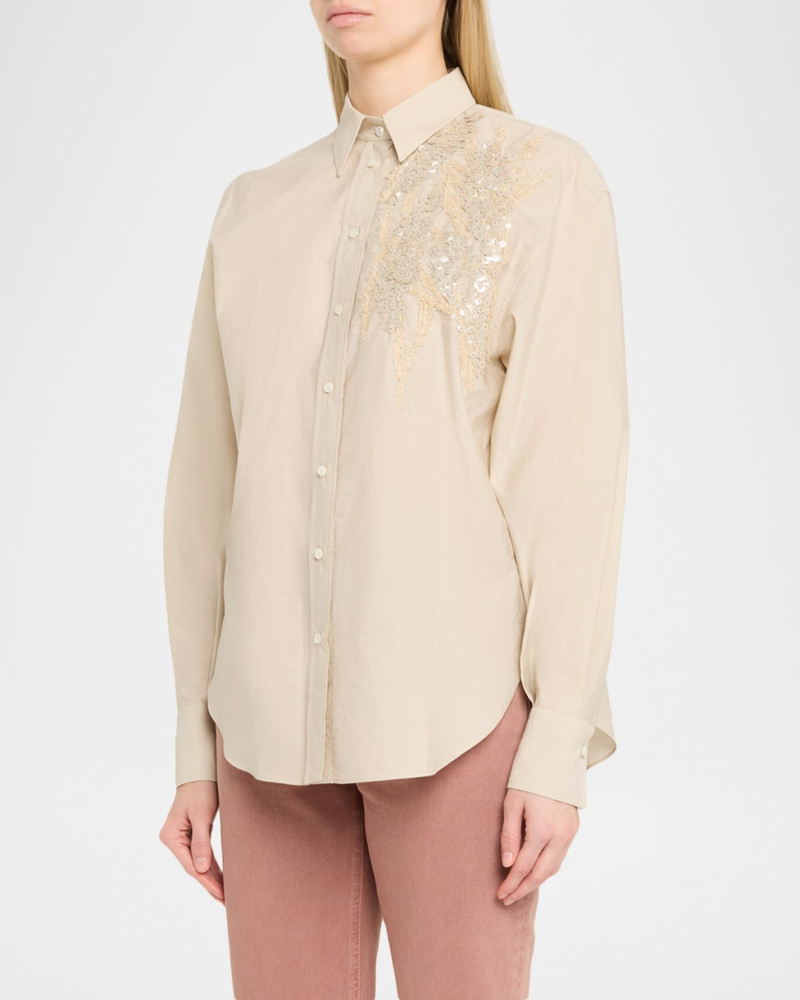 Halo Effect Embroidered Cotton-Blend Shirt 4
