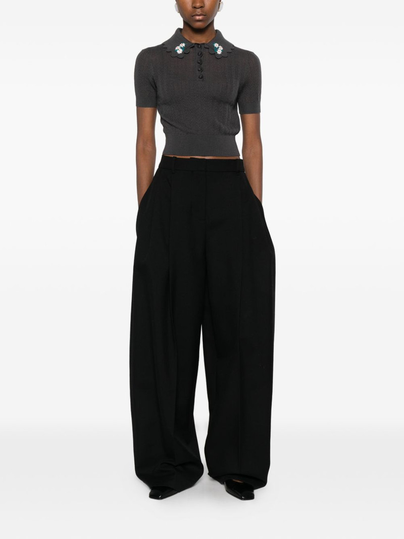 self-portrait floral-appliqué polo shirt outlook