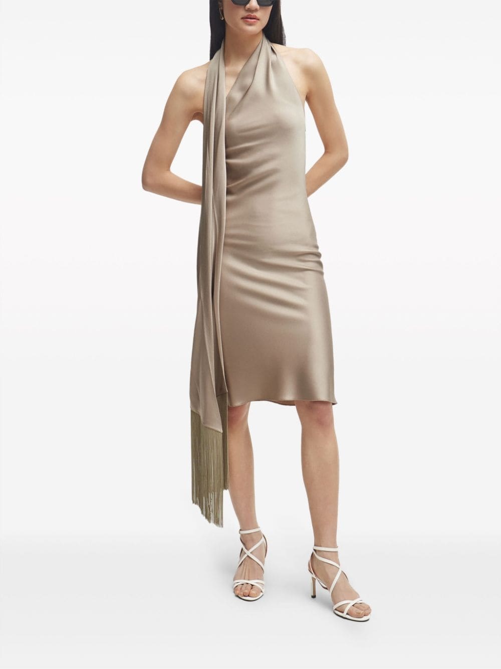 fringed one-shoulder midi dress - 2