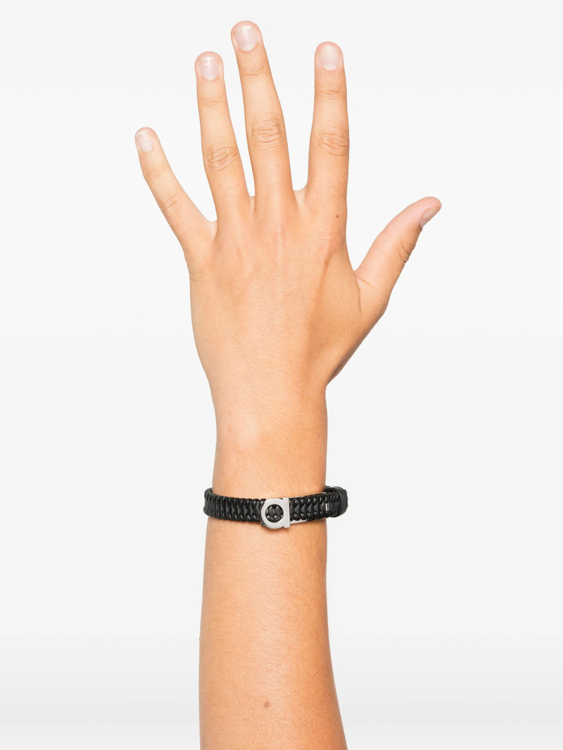 FERRAGAMO Ferragamo Gancini Braided Leather Bracelet outlook