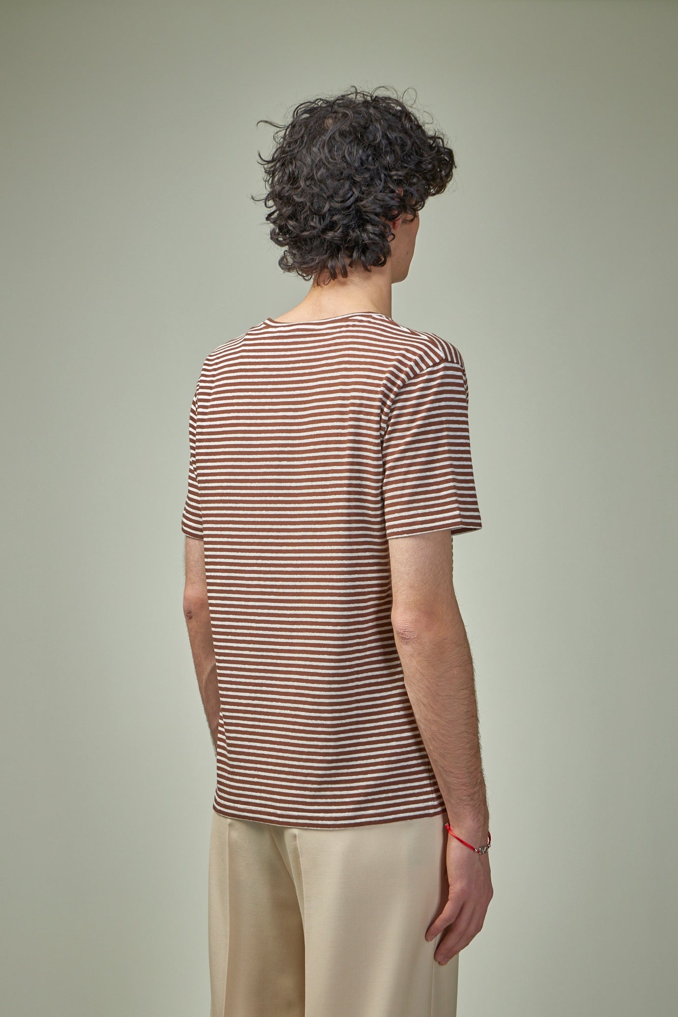 Striped Cotton T-Shirt with Chez Valentino Print - 3