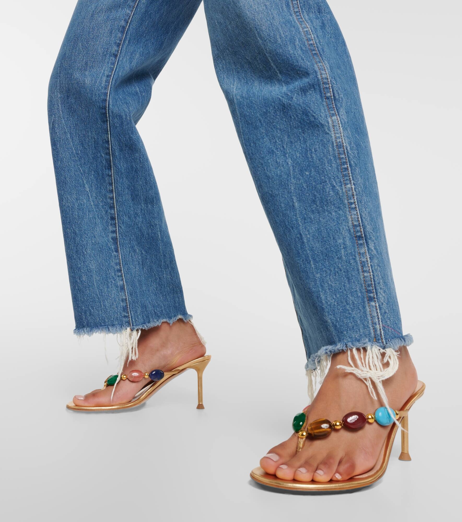 Shanti embellished leather thong sandals - 3