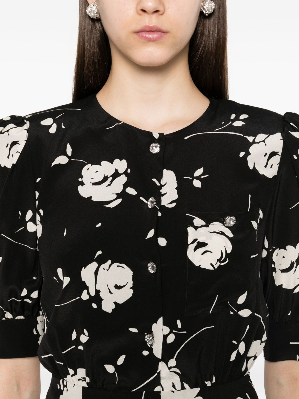 rose-print mini dress - 5