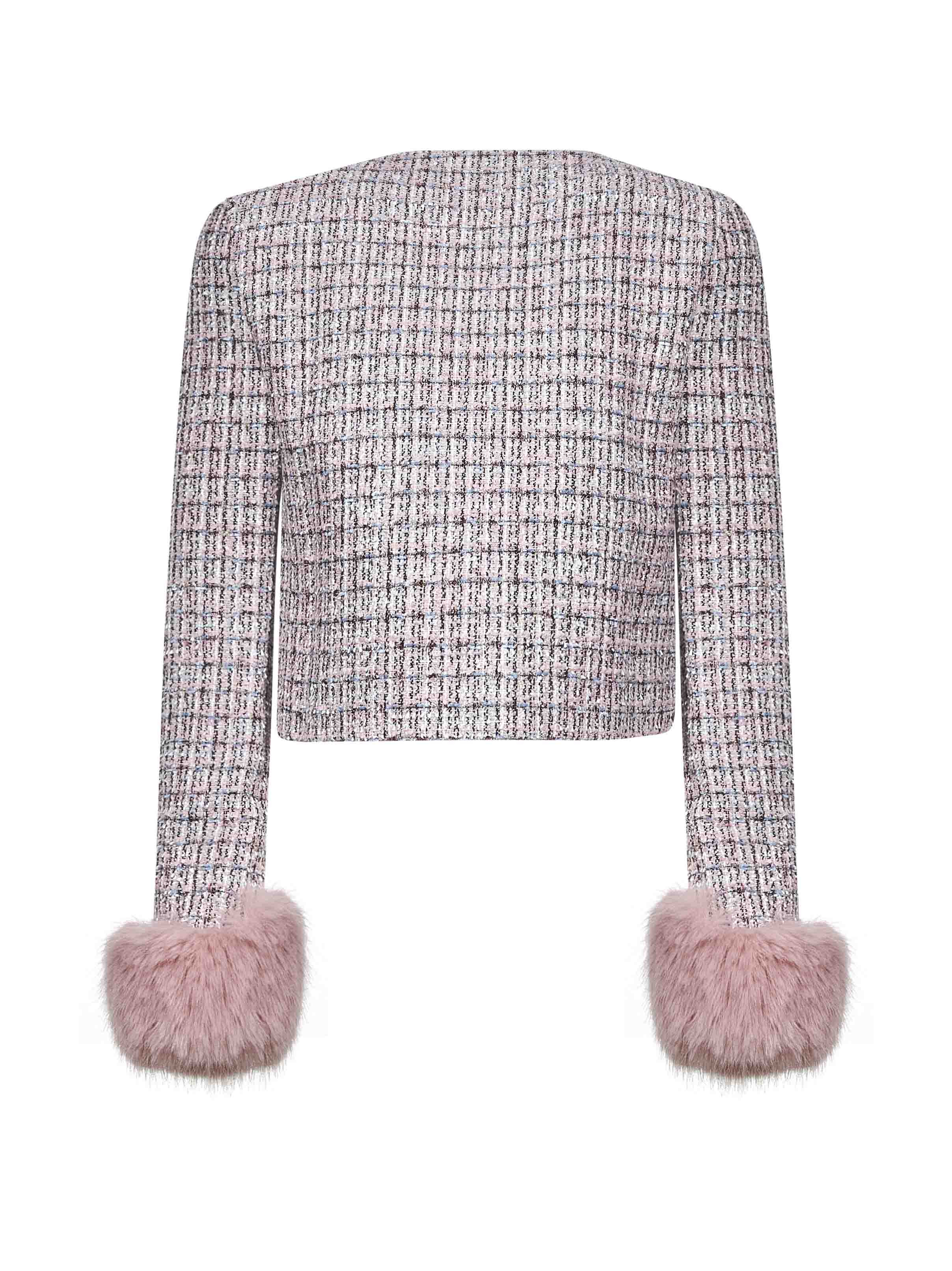 Pink bouclé faux fur cuffs jacket - 2