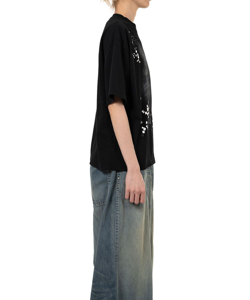 Cat Printed Embellished Distressed T-Shirt 12