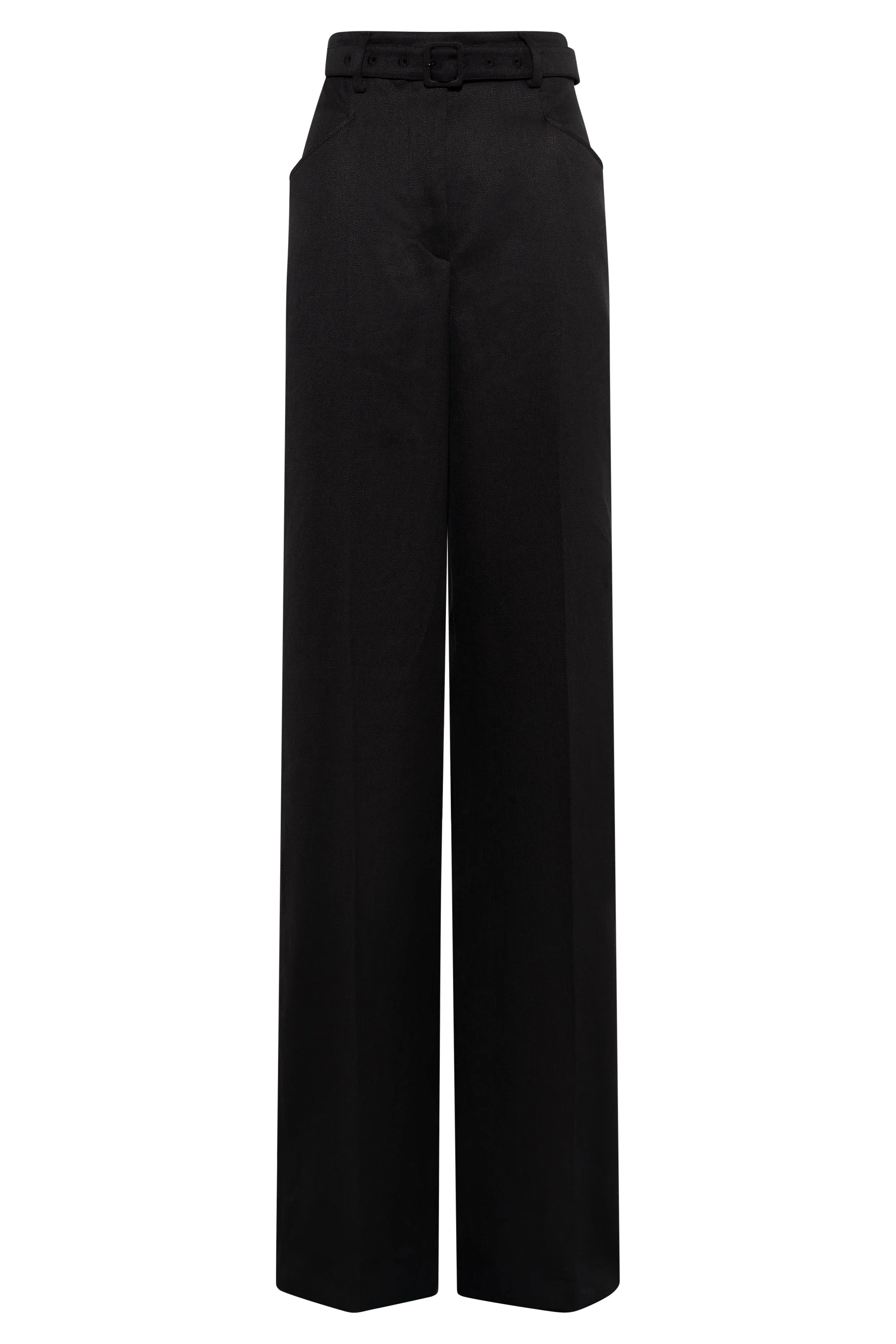 Norman Wide-leg Pant in Black Textured Linen Slub - 1
