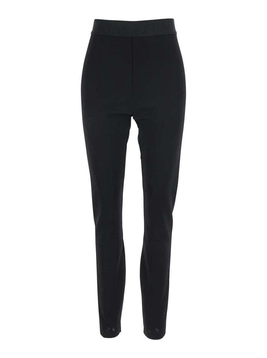 Dolce & Gabbana Black Leggings With Tonal Logo Lettering On The Waist In Viscose Stretch Woman - 1