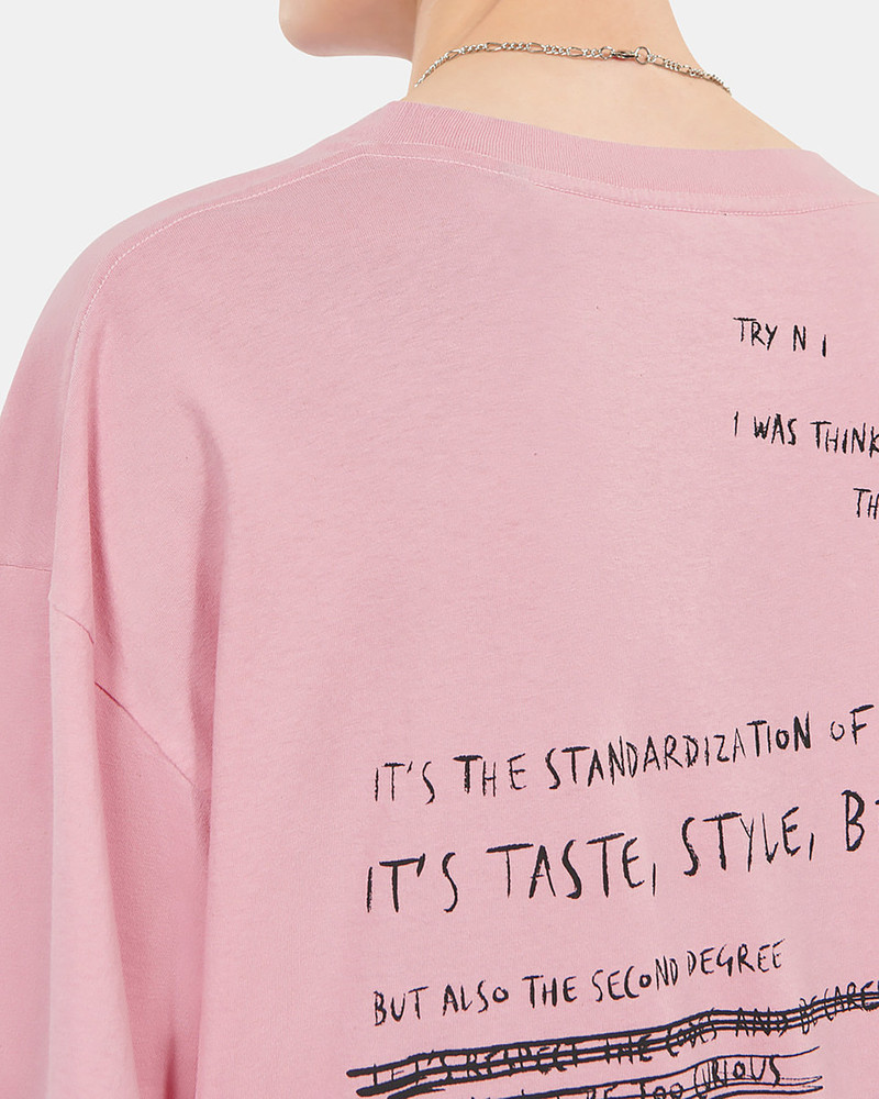 LIGHT PINK WHAT IS HANDWRITTEN SERIGRAPHY T-SHIRT 6