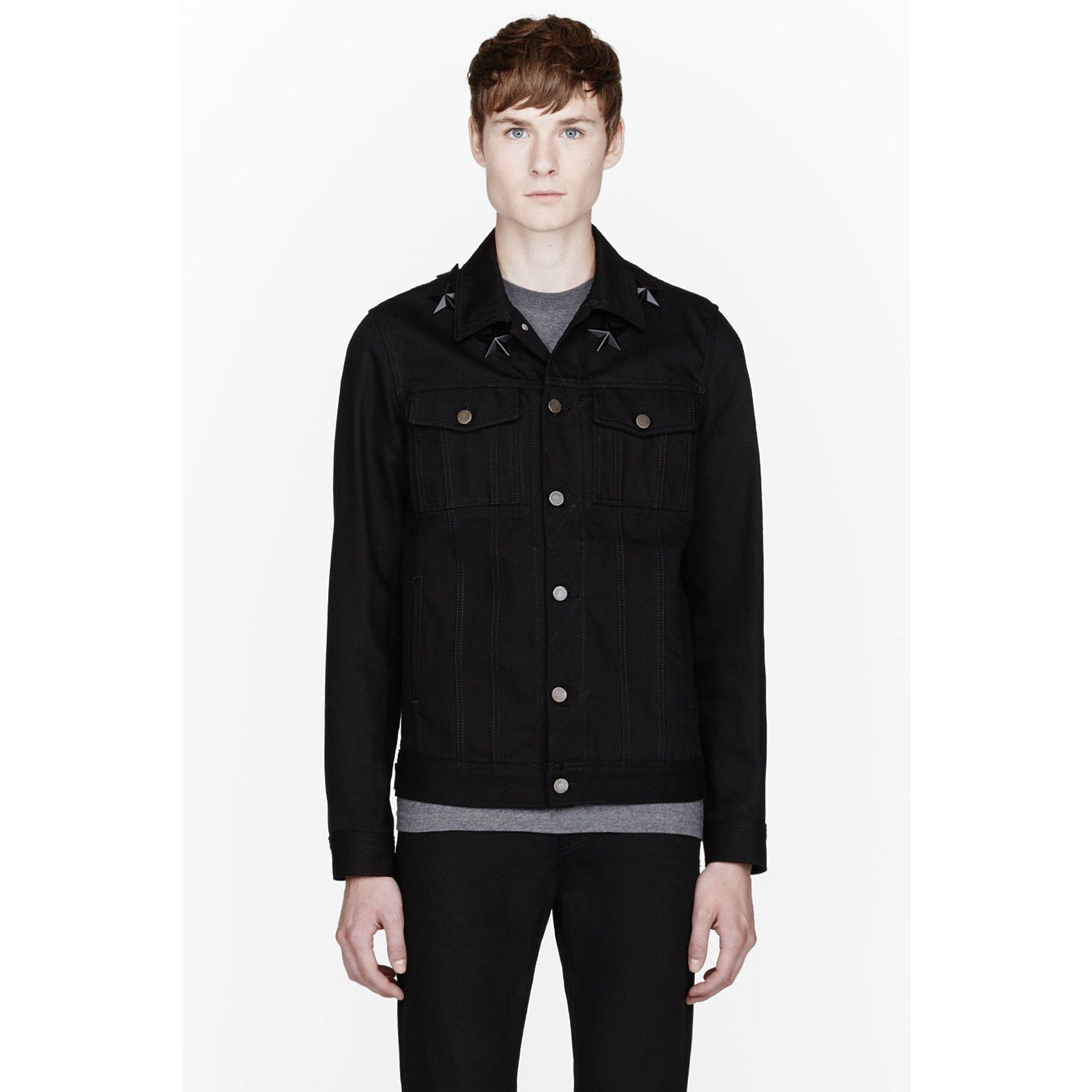 Givenchy Star-Studded Denim Jacket - Black - 4