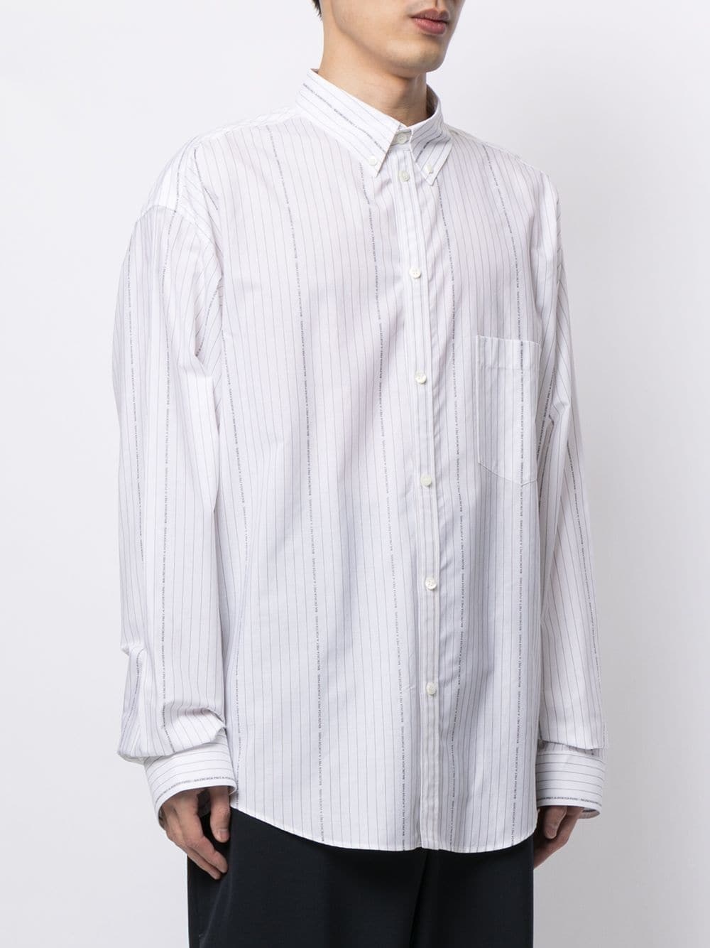 logo-print pinstriped shirt - 3