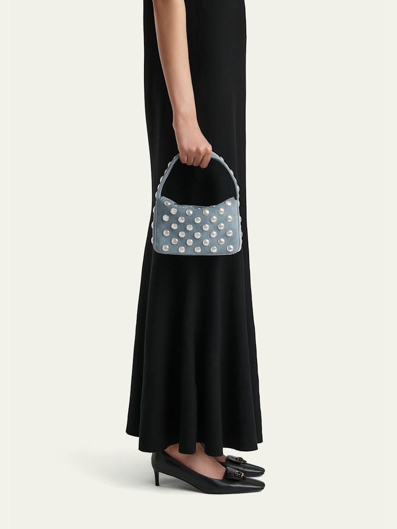 KHAITE Elena Small Studded Suede Top-Handle Bag outlook