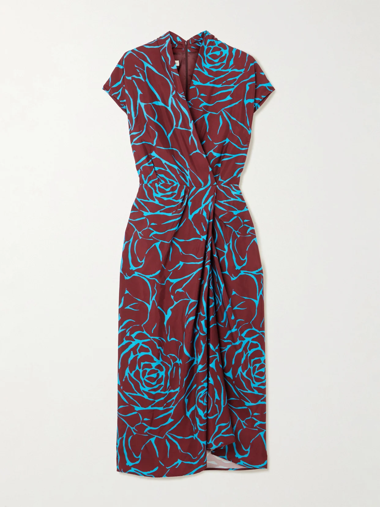 Wrap-effect Floral-print Satin Midi Dress - 1