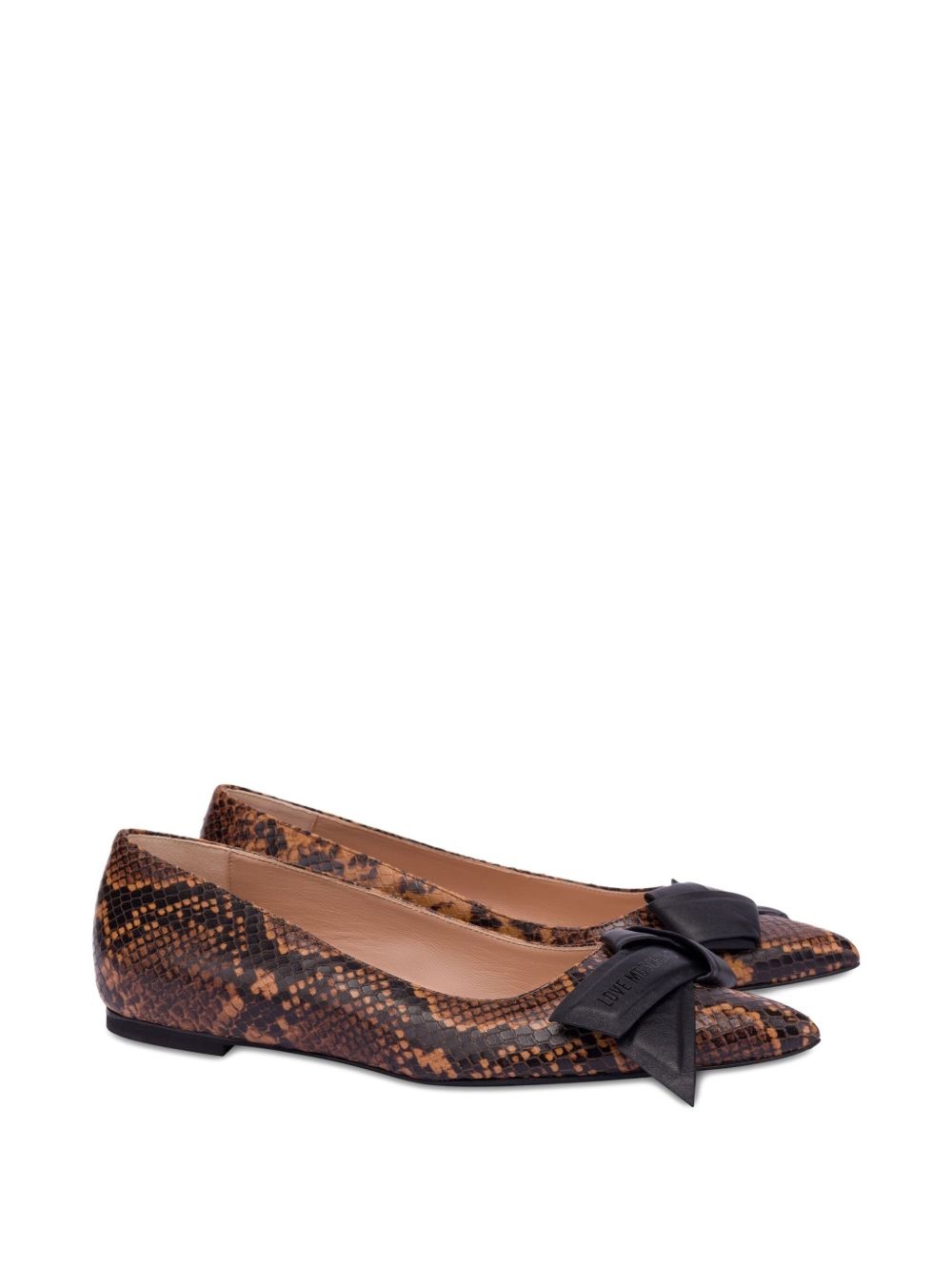snakeskin-effect ballerina shoes - 2