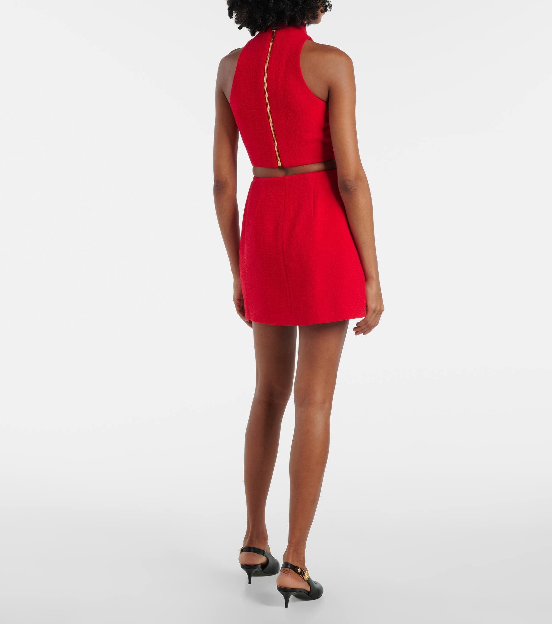 Pleated wool-blend miniskirt - 3