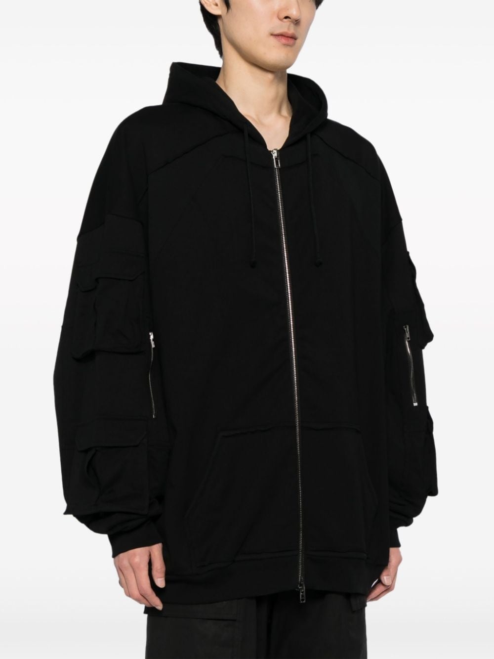 logo-embroidered zip-up hooded jacket - 3