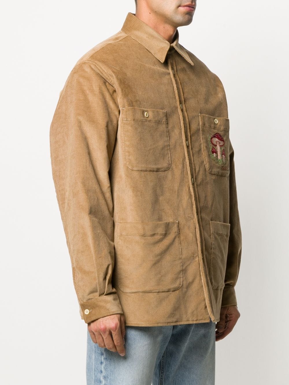 embroidered mushroom corduroy jacket - 3