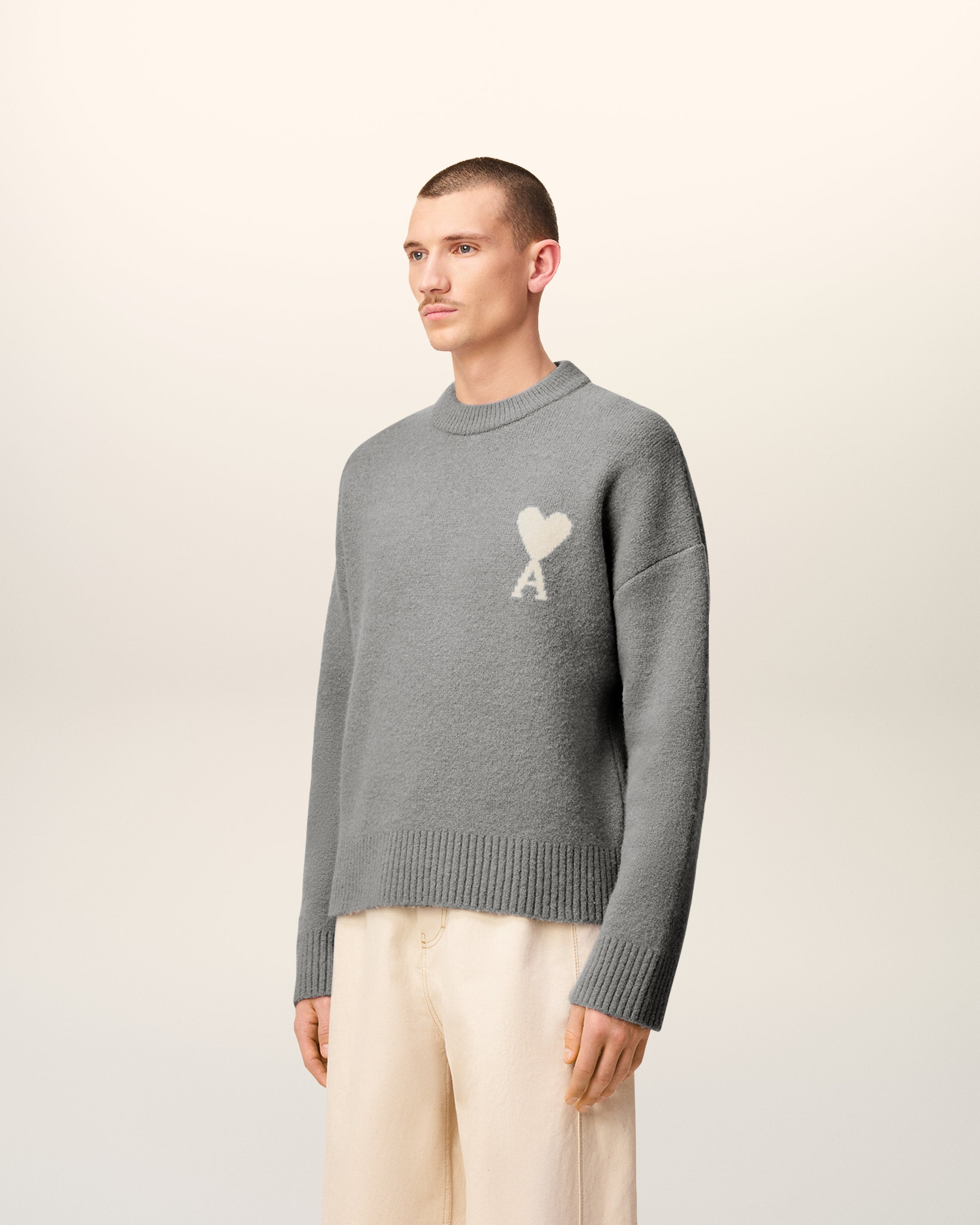 GREY ALPACA AMI DE COEUR CREWNECK SWEATER - 6