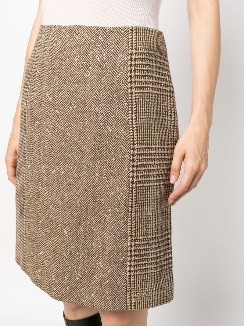 chevron houndstooth-pattern straight skirt 5