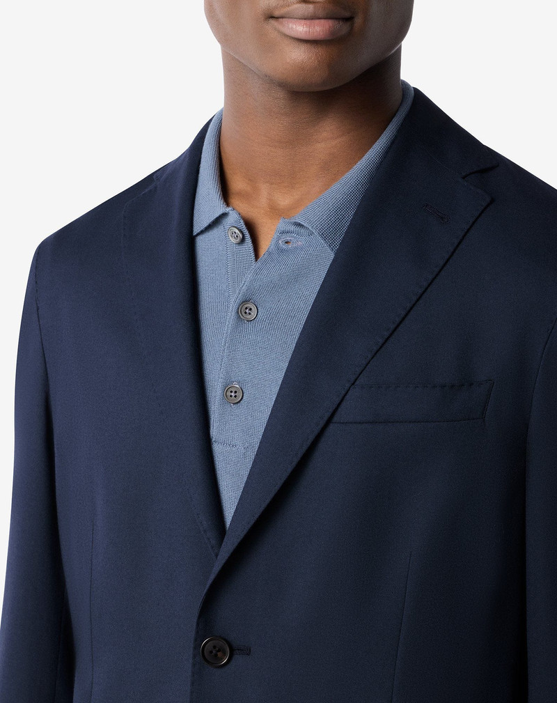 Blue wool, cashmere and silk twill jacket 4