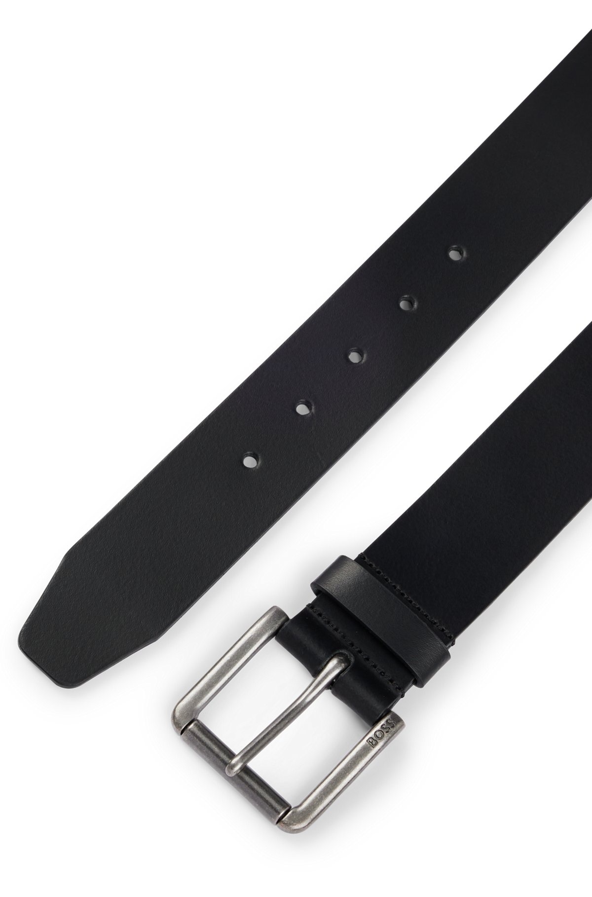 LEATHER BELT WITH BRANDED PIN BUCKLE - 3
