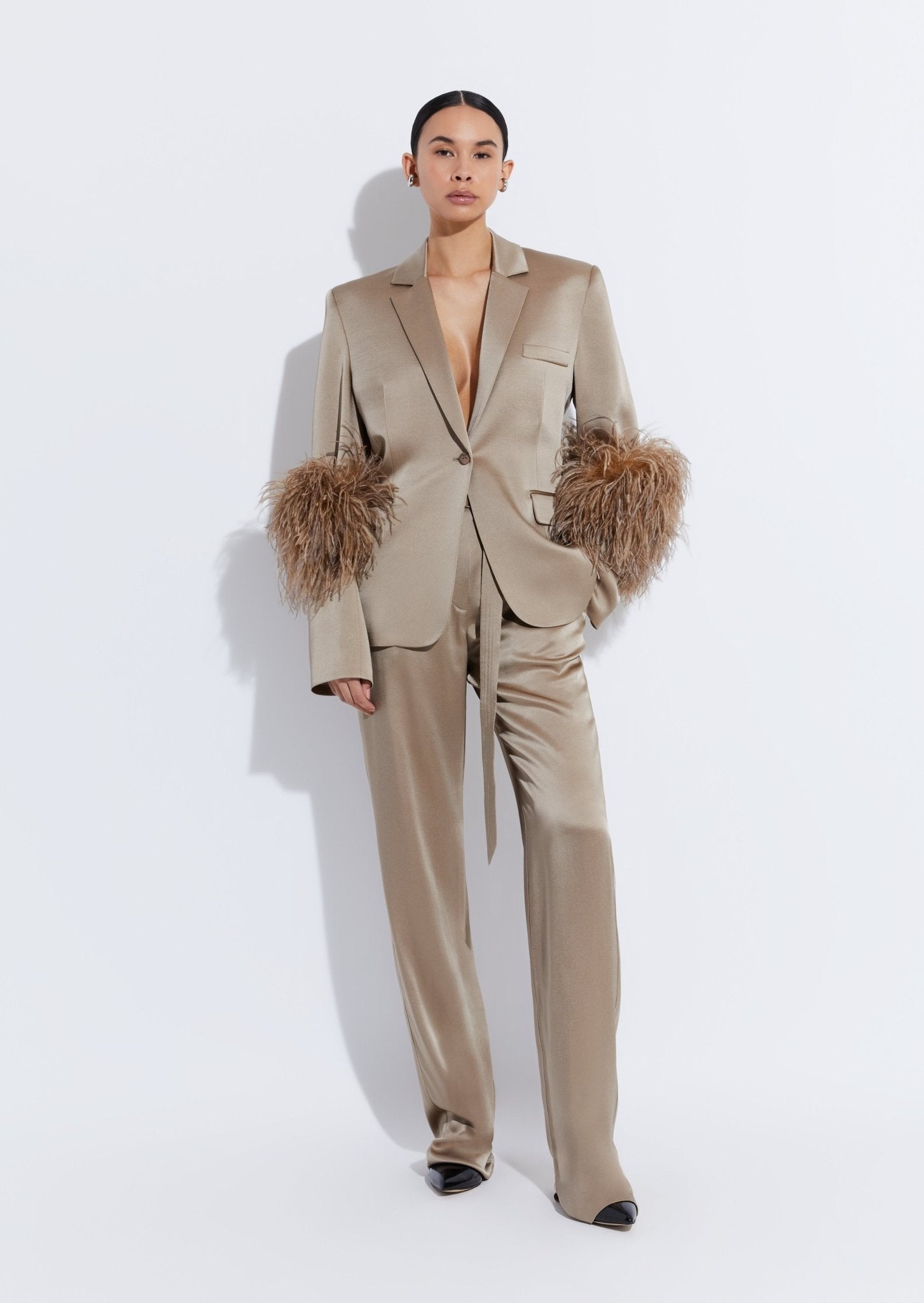 Satin High Waisted Belted Pant - 2