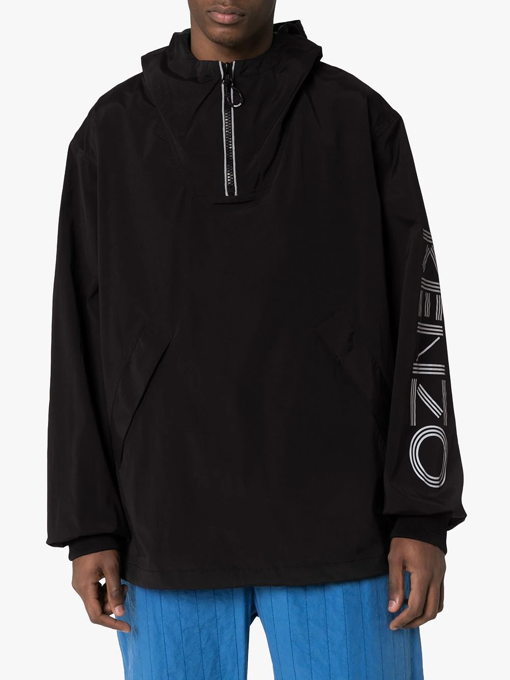 logo print hooded windbreaker - 3